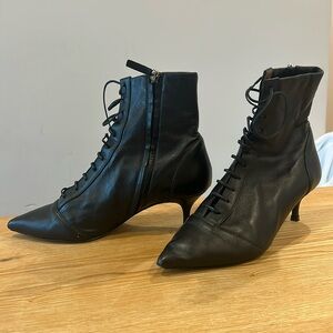 TABITHA SIMMONS KITTEN HEEL LACE UP BOOTS